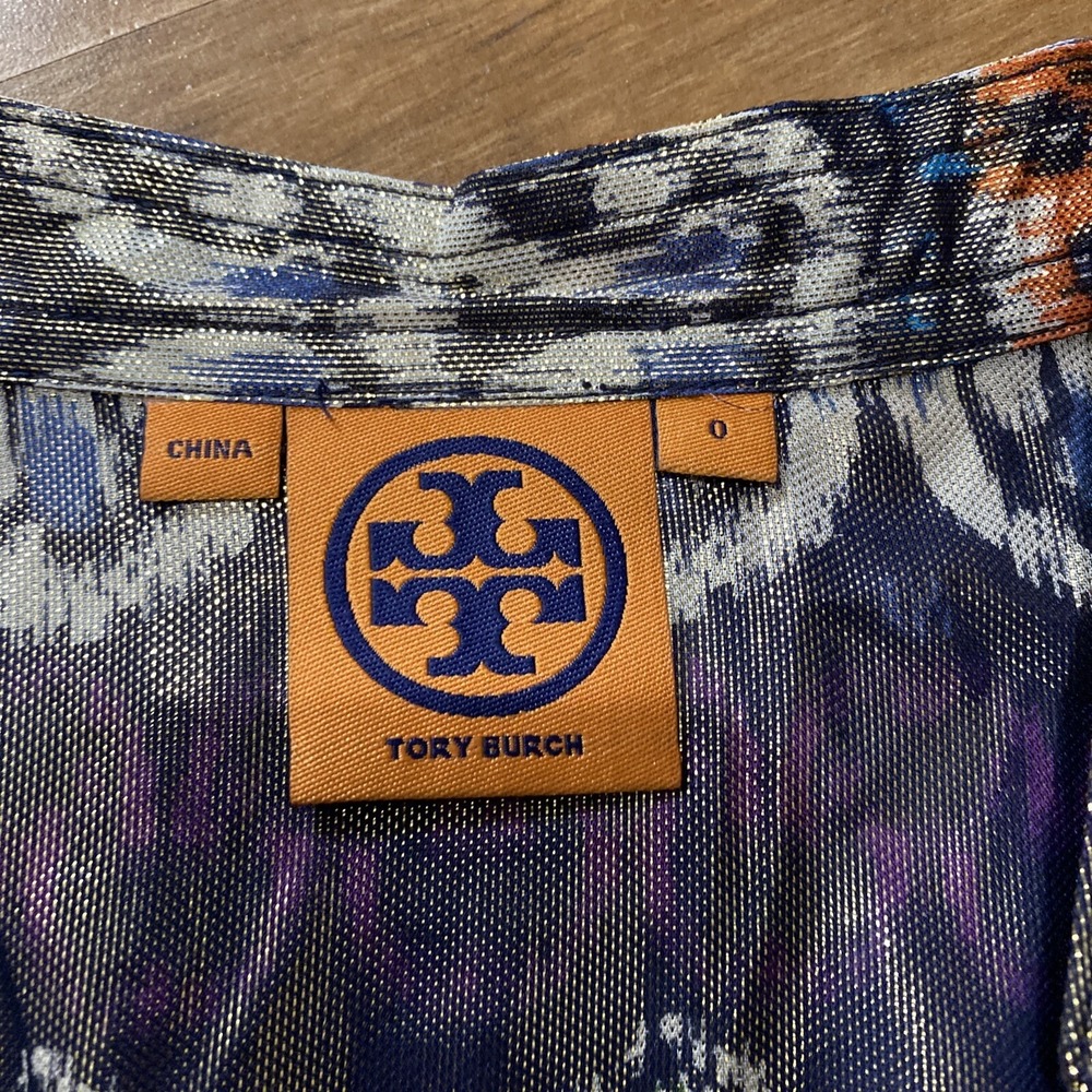 Tory Burch Multicolor Metallic gold Silk Tunic Blouse Size 0 - Picture 3 of 7